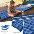 thumbnail image 4 of Grey 40D Nylon TPU-Coated Inflatable Sleeping Pad with Built-in Air Pump, 4-inch Thick Columns, 440lb Capacity, Side Snap Buttons for Expansion, Compact Foldable Design for Backpacking, Camping,, 4 of 7