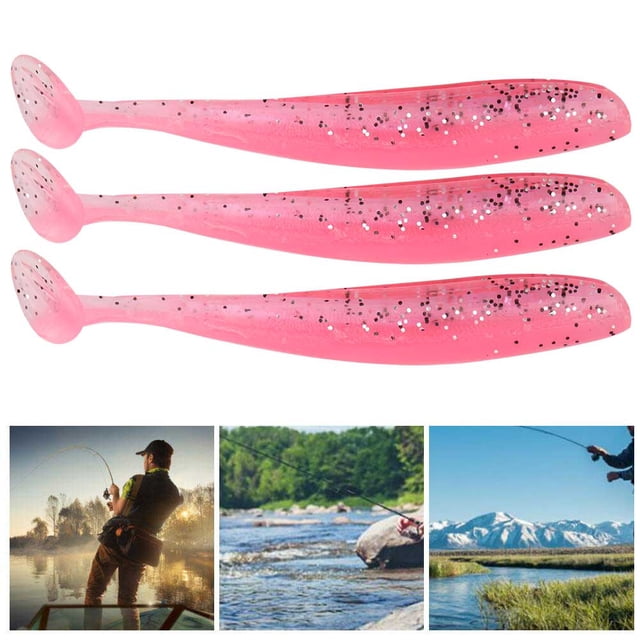 20PCS Soft Plastic Fishing Lures T Tail Baits, Reflective Sequins with Attractive Motion for Fish Tackle