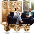 thumbnail image 2 of Room Divider Wood Carved Wall Divider Indoor Folding Portable Partition Screen for Home Office Garden Terrace - 4 Panel, 67 * 60inch (Wood), 2 of 11