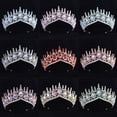 thumbnail image 2 of Granjero Gordo Tocado de novia, corona, joyas para el cabello con diamantes de imitación de cristal, ropa de celebración de bodas, decoración de fiesta (rosa), 2 of 4