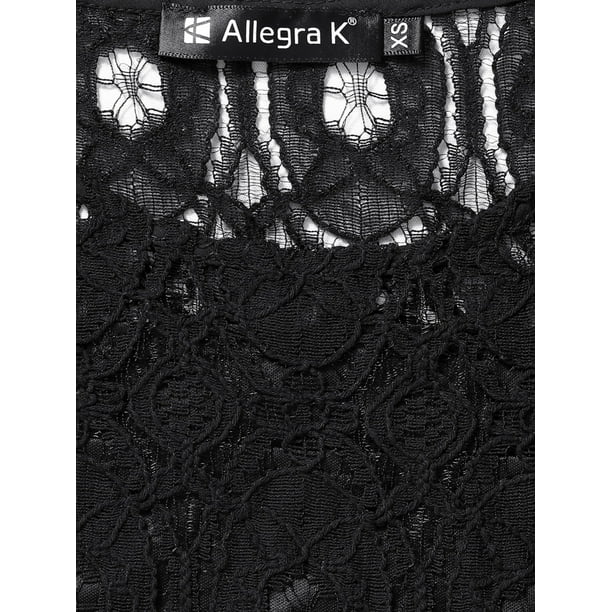 Allegra K Women s Sleeveless Semi Sheer Yoke Floral Lace Mini
