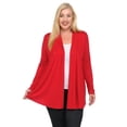 thumbnail image 1 of Pastel by Vivienne Women's Long Sleeve Jersey Plus Size Cardigan Red XX-Large, 1 of 3