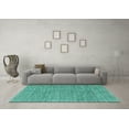 thumbnail image 3 of Ahgly Company Indoor Round Abstract Turquoise Blue Modern Area Rugs, 4' Round, 3 of 4