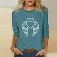 thumbnail image 1 of Aqestyerly Blouse Décontractée pour Femme, Imprimé Amusant, Coupe Ample, Col Rond, T-Shirt à Manches 3/4, Doux, Été, Quotidien, Haut Mode, Tee HWRETIE, 1 of 4