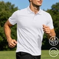 thumbnail image 2 of hotojiny Mens Golf Shirt Quick-Dry Short Sleeve Stretch Top Collared Athletic T-Shirt Lightweight Solid Color Workout Tee(White AA2,X-Large), 2 of 7