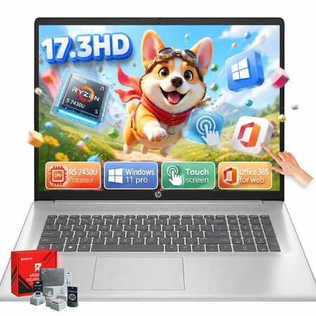 HP 17.3" Touchscreen Business Laptop, AMD Ryzen 5 7430U Processor, 16GB RAM, 1TB SSD, Anti-Glare Display, Windows 11 Pro, Accessories Included, Office 365 for Web