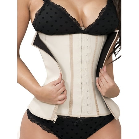 Clip and Zip Latex Waist Cincher Trainer Corset Nude Fajas Colombianas Reductoras 207N2 by Fiorella Shapewear