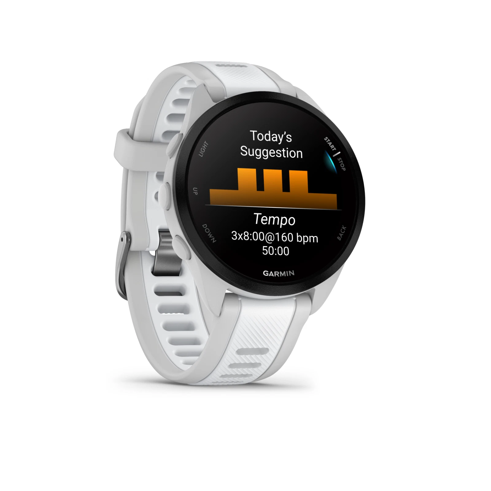 Garmin Forerunner 165 Music Running Smartwatch, Colorful AMOLED Touchscreen, Mist Gray/Whitestone w/ Wearable4U PowerPack & Adapters Bundle