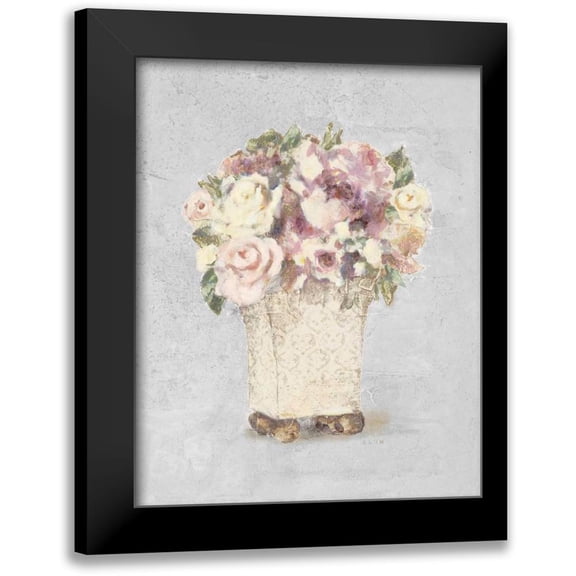 Blum, Cheri 12x14 Black Modern Framed Museum Art Print Titled - Parlor Roses II Sage