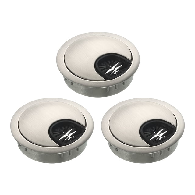 Cubierta de agujero de cable Uxcell 3Pack 2" de aleación de zinc para escritorio, plata cepillada