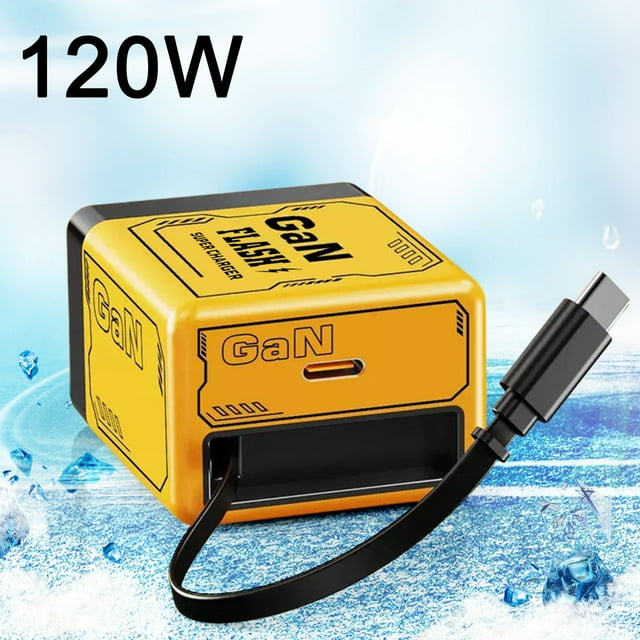 Chargeur Rétractable 2-en-1 120 Watts avec Câble Type C et Ports USB, Chargeur Mural Portable Rapide et Extensible pour Téléphones et Ordinateurs Portables, multi-Chargeurs pour Tous les Appareils