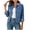 Blue, variant on Women's Denim Jackets Cropped Long Sleeve Basic Button Down Crop Jean Shacket with Pockets