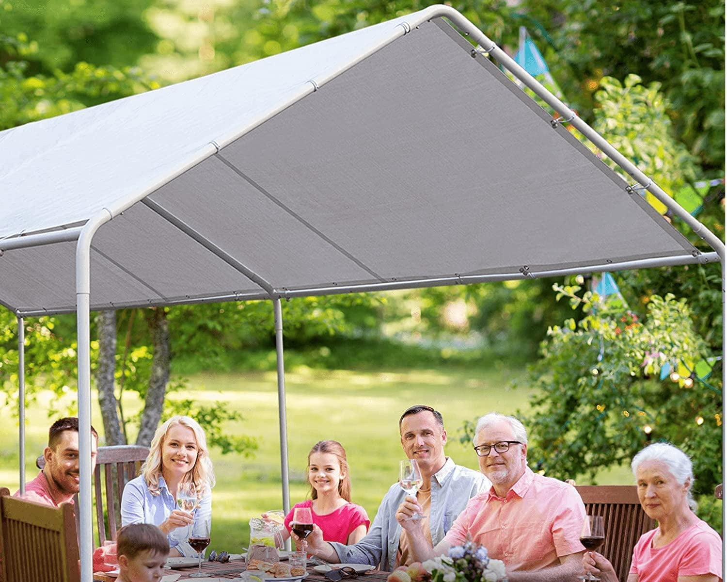 Dkelincs Carport Canopy 10'X20' Heavy Duty Metal Carport Kits Party Tent Car Tent Outdoor Garage Boat Shelter
