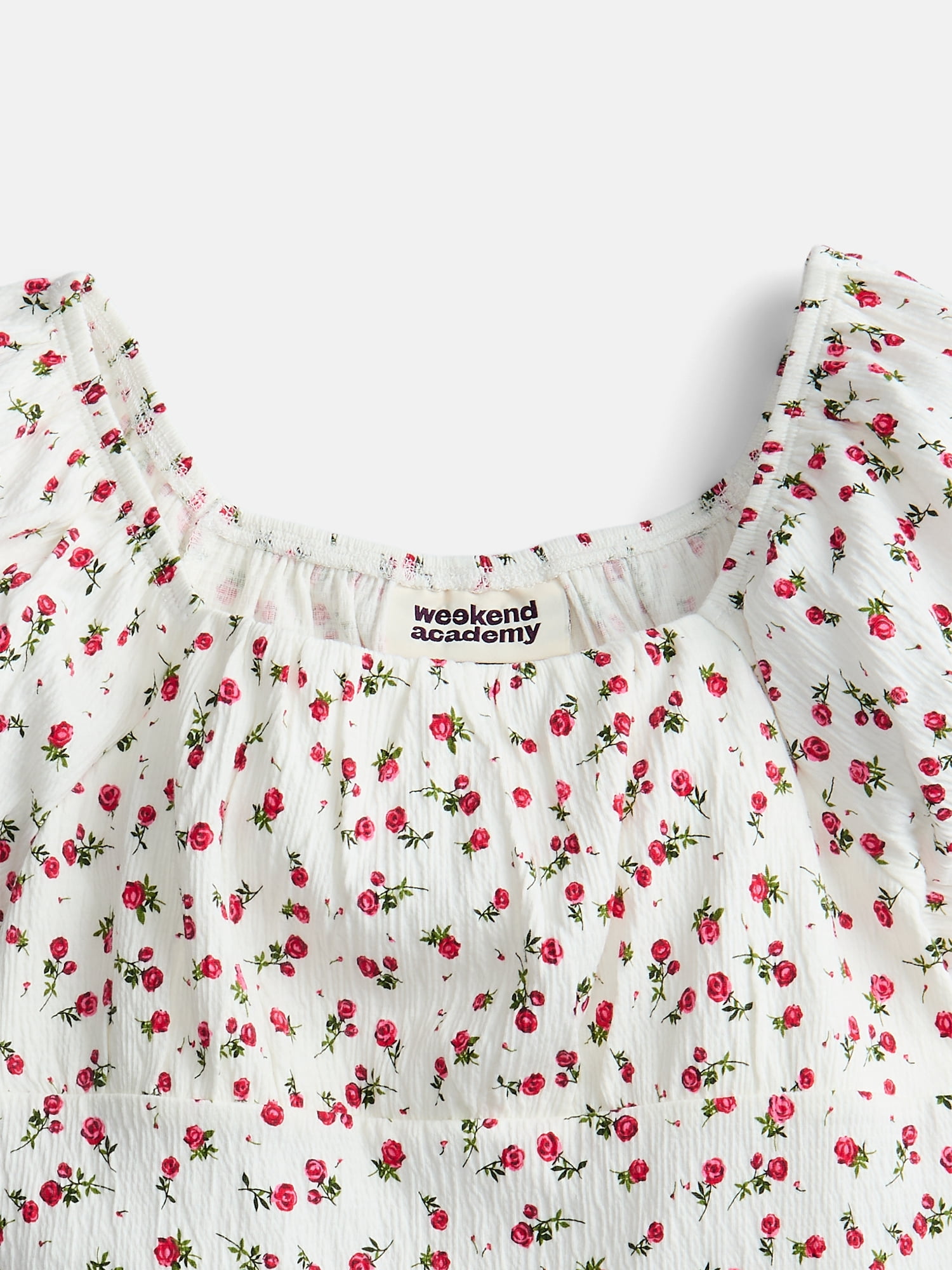Weekend Academy Girls Printed Top with Puff Sleeves, Sizes 4-18