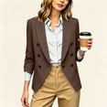 thumbnail image 5 of Homenesgenics Blazers for Women Plus Size Solid-Color Business-Casual 3/4-Sleeve Lapel Open-Front Blazer with Pockets Brown S, 5 of 8