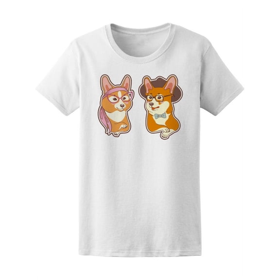 Cute Elegant Fancy Corgi Couple T-Shirt Women -Image by Shutterstock, Female XX-Large