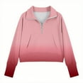 thumbnail image 4 of Spazoro Girls Turn Down Collar Sweatshirts, Long Sleeve Gradient Color Soft & Comfy Half Zip Fall Winter Tops for Girls Watermelon Red Size 11 T, 4 of 5