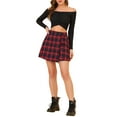 thumbnail image 2 of Allegra K Women's Casual High Waist Button Plaid Layers Mini Skirt, 2 of 6