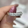 thumbnail image 3 of 2Ct Round Cut Simulated Diamond Half Eternity Wedding Band Ring 14K White Gold Plated 925 Silver, 3 of 4