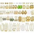 thumbnail image 1 of 44 pares de pendientes de aro dorados para mujer, paquete múltiple, pendientes de perlas con forma de corazón, colgantes de moda, pendientes de aro gruesos hipoalergénicos, joyería para cump, 1 of 4