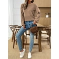 thumbnail image 4 of Eytino Women's Oversized Sweater Casual Long Sleeve Crewneck Lightweight Crochet Pullover Sweater Fall Tops Brown XL, 4 of 9