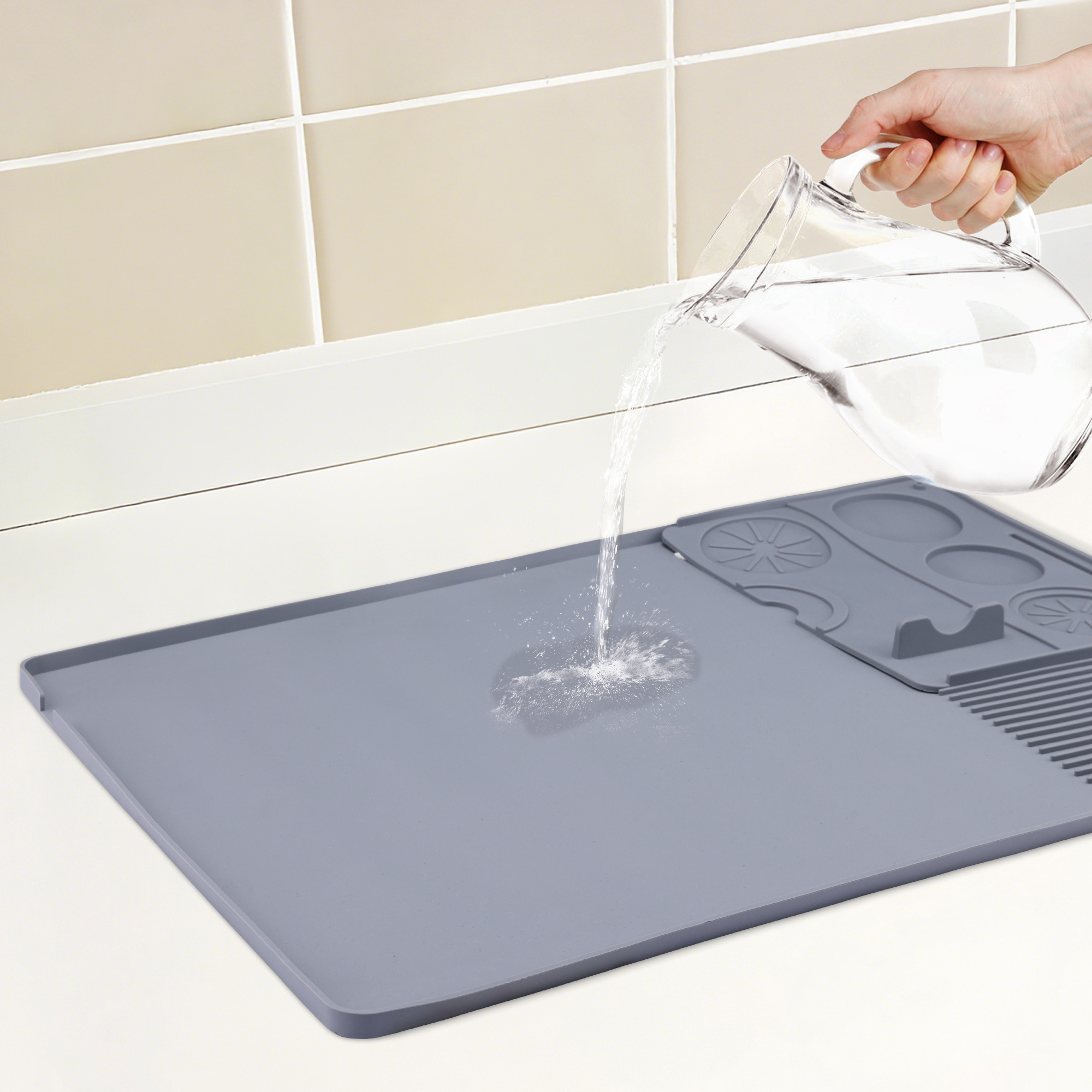 Unique Bargains Removable Bar Mat with Non-Slip Design Gray（2 in 1）