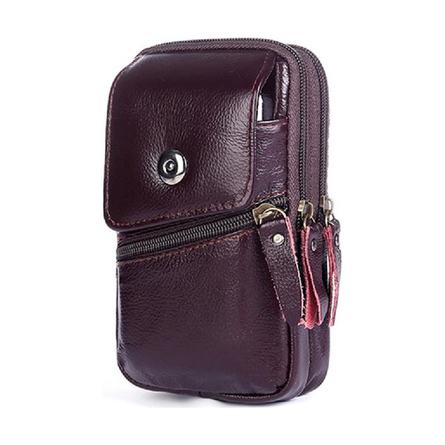 Bolso de Cuero Btafrte para Hombres Con Vertical Cuero Suave Granate