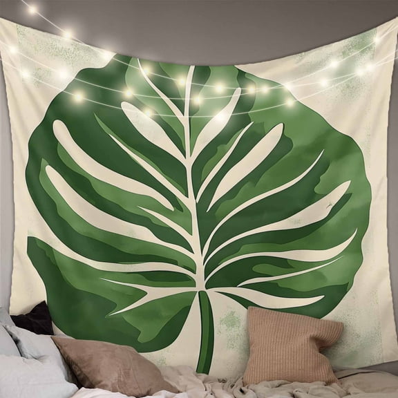 Green Botanical Large Tapestry for Bedroom Wall Hanging Tapestry, Vintage Palm Leaves Tropical Ceiling Backdrop Tapestries Poster Blanket Wall Decor for Teens Room Living Room Dorm 85" x 90"