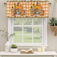 thumbnail image 2 of Fall Pumpkins Curtain Valances for Windows, Kitchen Valance Window Treatments Panel 2 Pack, Thanksgiving Sunflowers Rustic Orange Plaid Rod Pocket Short Curtains for Bathroom Bedroom 42 x 18 Inch, 2 of 8