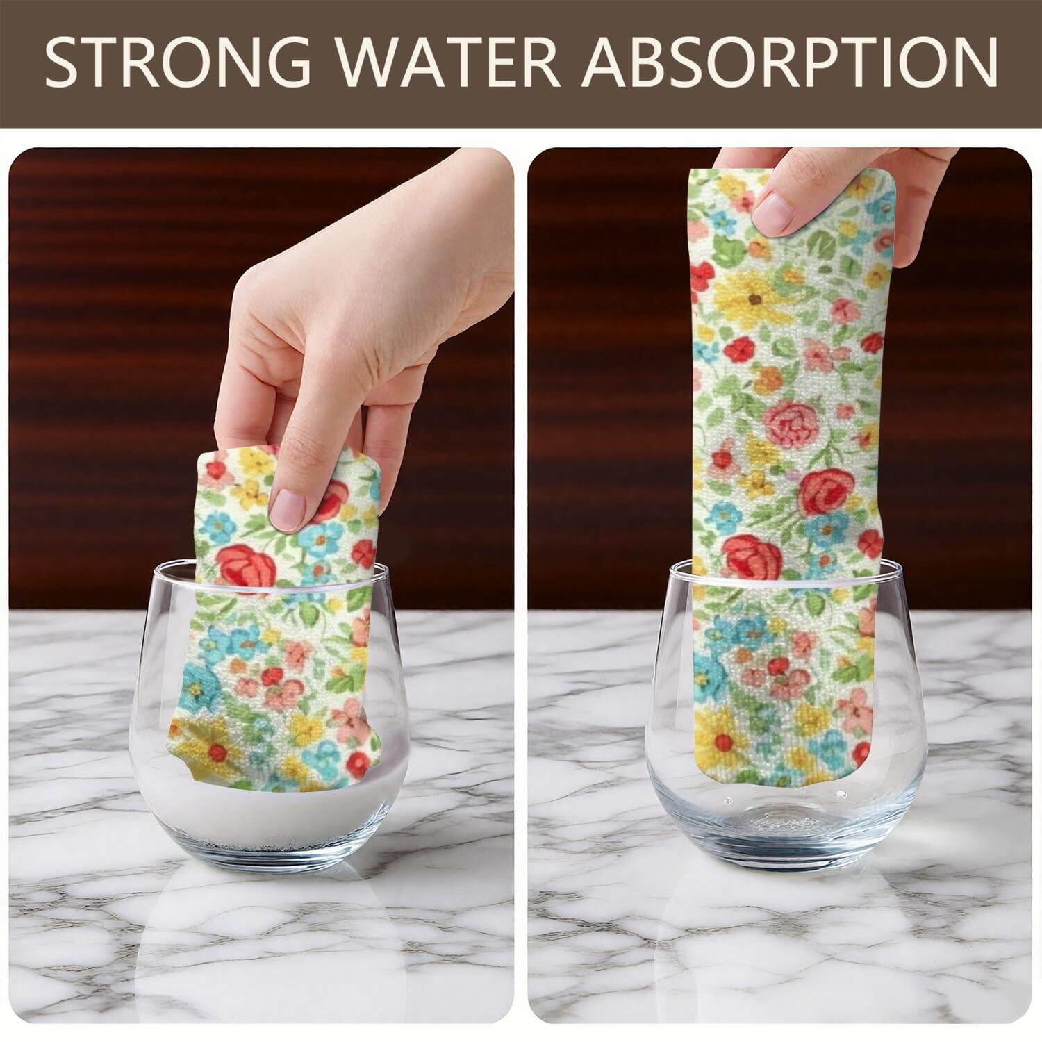 2 Pcs Pioneer Flower Floral Print Pattern Kitchen Towels, Funny Microfiber Dish Towel Set, 18" X 26" Tea Towels