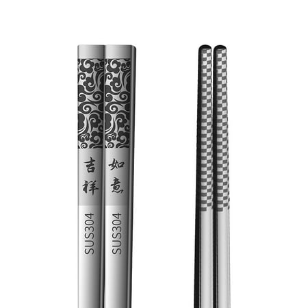 

Household 304 stainless steel chopsticks tableware laser engraved square chopsticks chopsticks tableware set 5 Pack