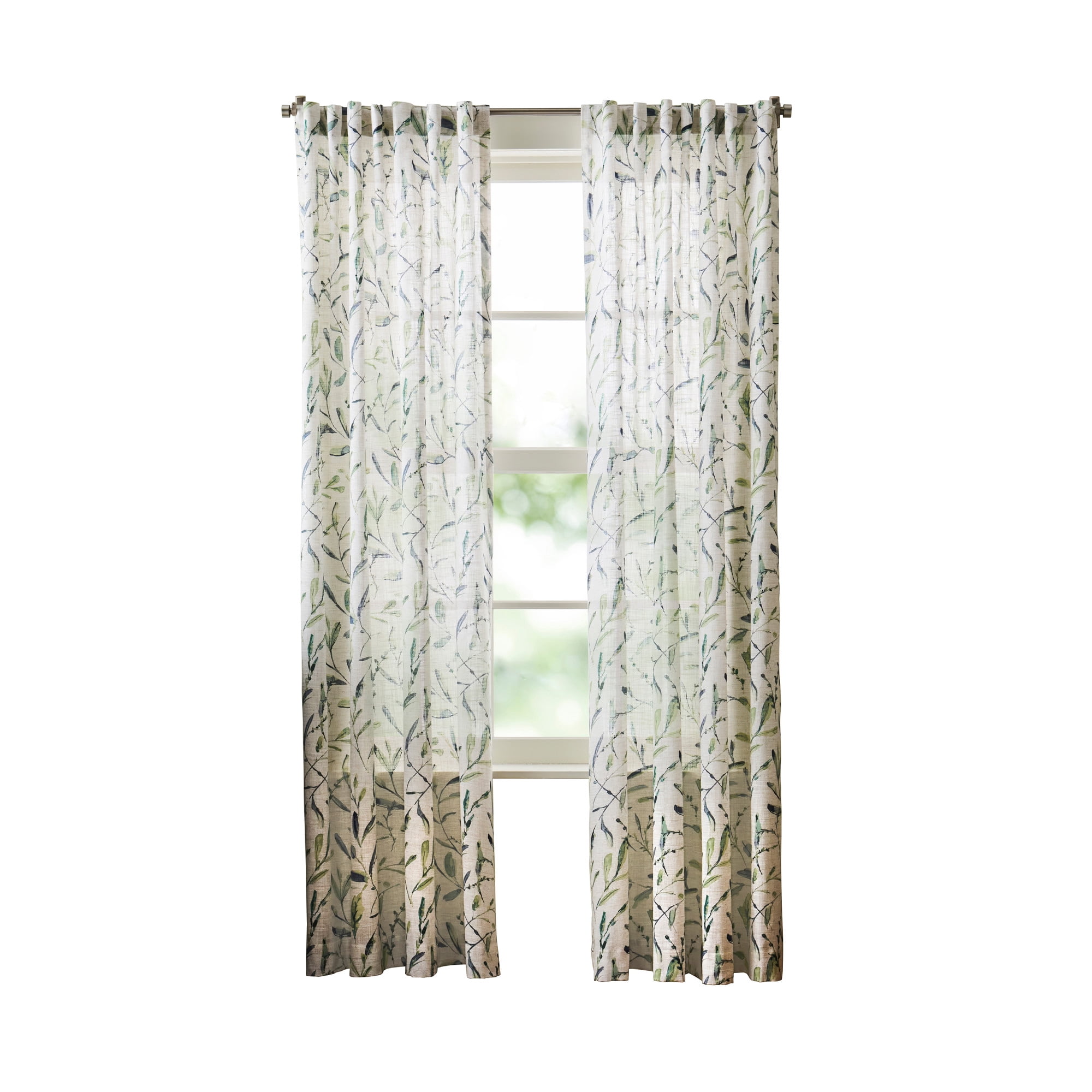 Martha Stewart Vernon Curtain Panel Pair, Blue, Back Tab, Light Filtering, Indoor, Adult, 2 Piece Set, 50" x 95"