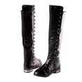 thumbnail image 3 of Boots Children Over-the-knee Rivets Elastic Shoes Aritifical Elastic Zip Leather Light Slipproof Rivets Winter Windproof Warm Outdoor Boot 32, 3 of 7