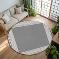 thumbnail image 3 of Gray Geometric 6ft Round Rug, White Greek Key Design Abstract Modern Art Non-Skid Rubber Backing Large Area Rugs - Living Room Bedroom Home Office, Indoor Floor Mat Carpets Washable Rug, 3 of 9