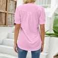 thumbnail image 4 of Pink Womens Summer Tops Womens V Neck Tops Puff Short Sleeve T Shirt Pleated Floral Printed Tunic Blouse Shirts Shirts for Women, 4 of 6