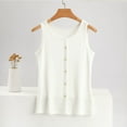 thumbnail image 4 of yillto Womens Sleeveless Top with Buttons Crew Neck Summer Loose Soft Tank Tops for Sleepwear Loungewear, 4 of 5