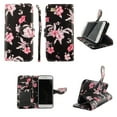 thumbnail image 1 of Double Black Flower Wallet Folio Case for Iphone 7 7S Plus Fashion Flip PU Leather Cover Card Cash Slots & Stand, 1 of 2