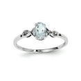 thumbnail image 2 of Sterling Silver Rhodium Plated Diamond and Aquamarine Oval Ring. Gem Wt- 0.37ct, 2 of 5