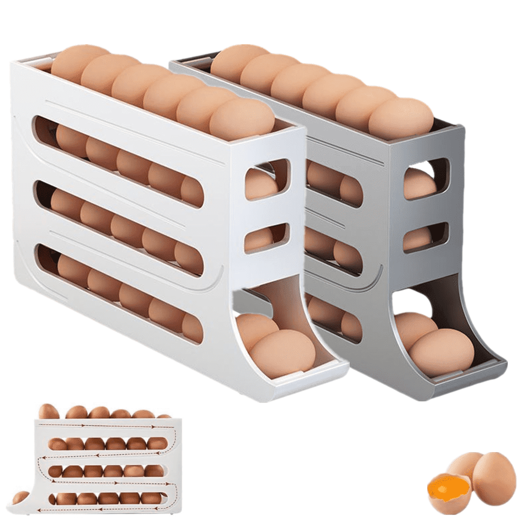 Huevera de 4 niveles para refrigerador, huevera con desplazamiento