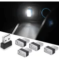 thumbnail image 1 of Kit de iluminación ambiental para automóvil con 5 luces LED blancas, minikit de iluminación ambiental interior enchufable de 5 V para automóviles, computadoras portátiles y puertos USB., 1 of 5