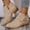 Khaki, variant on Women's Ankle Boots Low Heel Chunky Short Booties Side Zipper Shoes with Pointed Toe