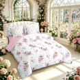 thumbnail image 2 of Erosebridal Graceful Bird Animals 7-Piece Twin Bedding,Transitional Flower Bedding Comforter Set,White Pink,Pink Reversible, 2 of 7