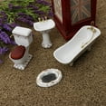 thumbnail image 2 of 4 Pieces 1:12 Miniature Dollhouse Bathroom Supplies Set Bathtub Toilet Sink Mirror #2, 2 of 8