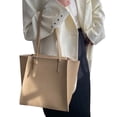 thumbnail image 1 of Bolso de mano de piel sintética suave para mujer, bolso de mano, cartera, bolso de hombro, bolso de gran capacidad, color caqui, 1 of 5