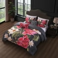 thumbnail image 4 of Bebejan Flower Garland 5 Piece Comforter Set, Queen, Grey, 100% Cotton Sateen, Reversible, All Season, Cozy Comfort, 4 of 7