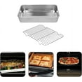 thumbnail image 4 of Broiler Pan for Oven, 10.43x8.07x1.96 Inch Rectangular Tray Deepened Kitchen Bakeware Rack Roaster Refrigerated Crisper Chassis Grid Roasting Pans Cookie Nonstick Cake Pastry with Grill Set, 4 of 8
