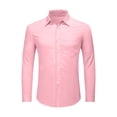 thumbnail image 6 of Solid Color Linen Dress Shirts for Men, Rollable Long Sleeve Pocket Blouse, Wrinkle Textured Linen Material for Travel Business Casual and Resort Outfits Red M, 6 of 6