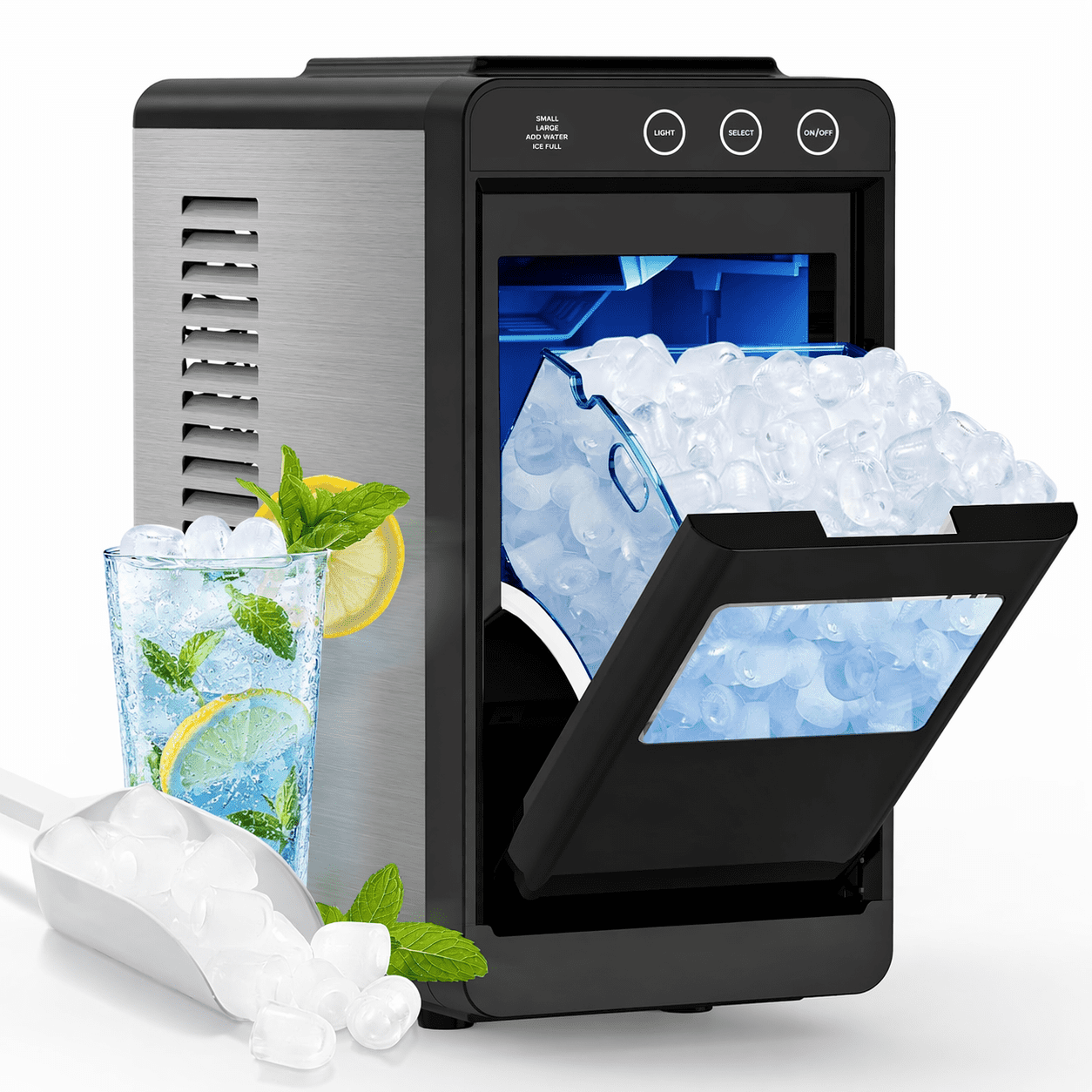 Havato Ice Maker Countertop, 26 lbs/24Hrs, 8 Cubes in 6 Mins,Portable Ice Machine with Self-Cleaning, Quiet Compact,Black