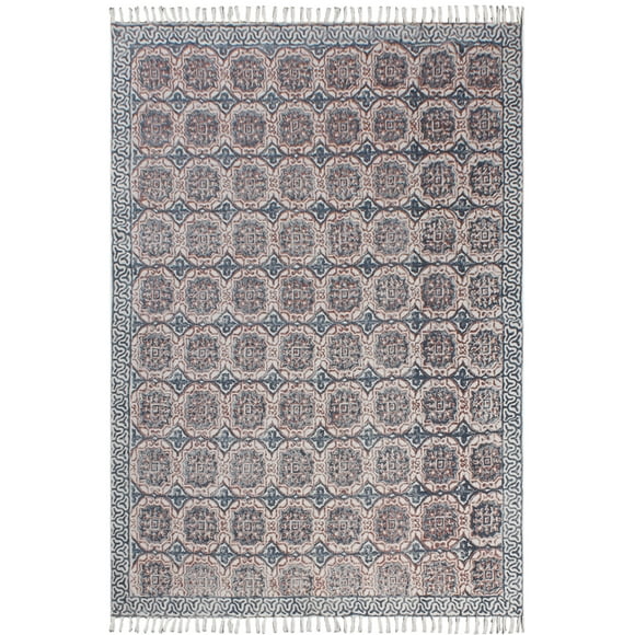 Casavani Cotton Kilim Carpet Hand Woven Rug,Blue 2.6x8 feet