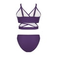 thumbnail image 6 of YiZYiF Kids Girls 3 Piece Athletic Tankini Swimsuit Bikini Bra Top with Briefs and Shorts Swim Set Purple 14Y, 6 of 7
